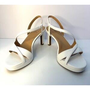 Naturalizer Abby Open Square Toe Platform Dress Sandals Heels Size 8W White NWT